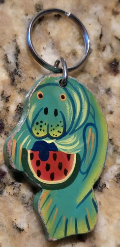 Manatee keychain wooden - 2⅜",